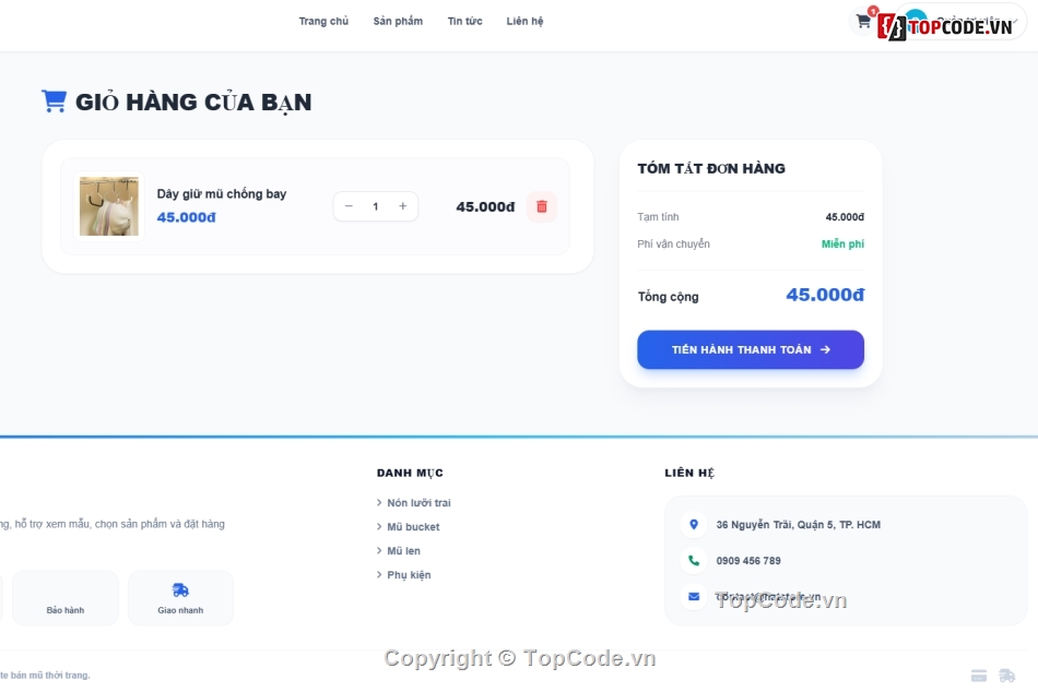 Web thời trang,Website php,Web bán mũ